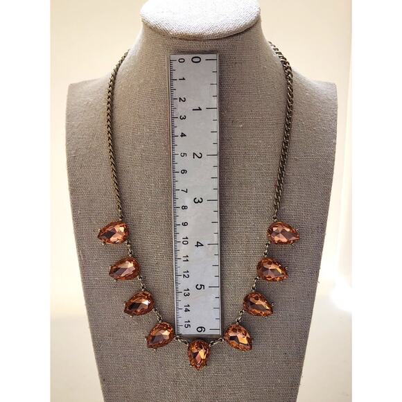 NECKLACE-LOFT-Pink/Apricot Color-Teardrop-Multi Rhinestones-Sparkle-Bling - Picture 11 of 12